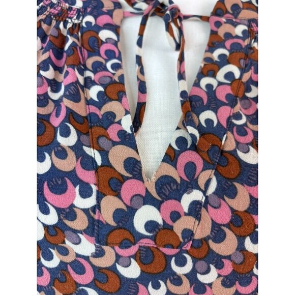 Boden women's 16 patterned 3/4 sleeve v-neck peasant blouse flowy pink navy - Picture 3 of 8